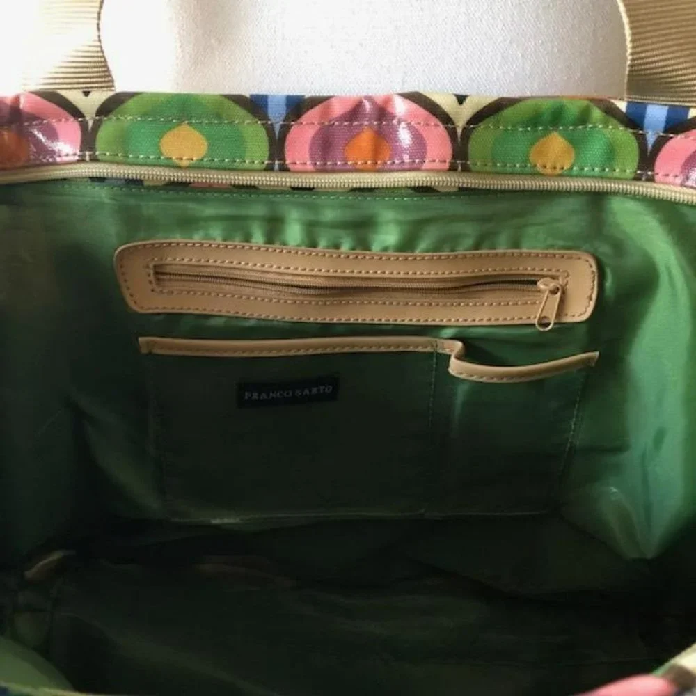 Franco Sarto Large Retro Pattern Coated Canvas Tote Bag - Picture 7 of 8